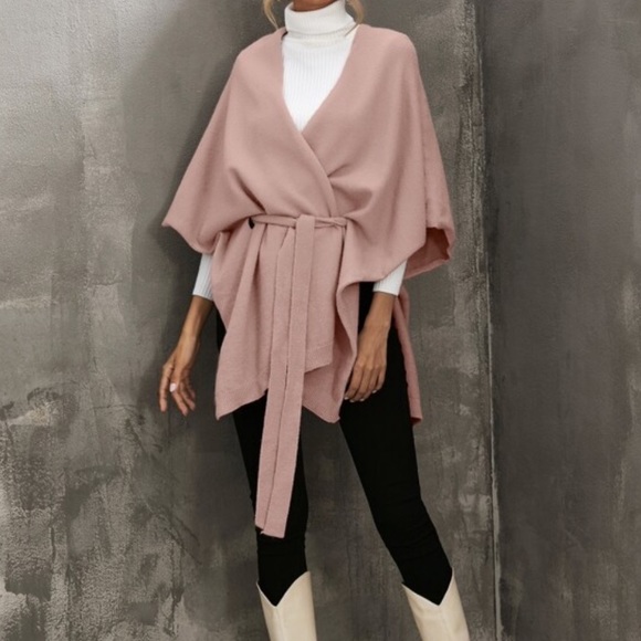 Blush pink kimono cake cardigan poncho - Picture 7 of 8